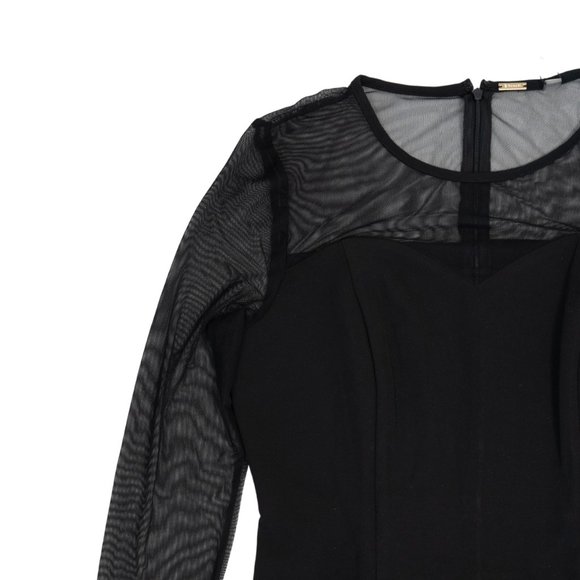 Tahari 3/4 Sleeve Shoulder Mesh Beaded Party/Cocktail MINI Dress Black Sz 6 New - Picture 2 of 8